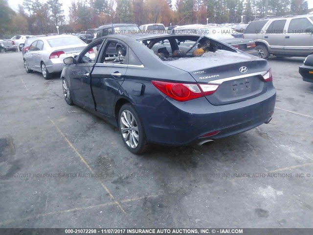 5NPEC4AC0BH055938 - 2011 HYUNDAI SONATA SE/LIMITED BLUE photo 3