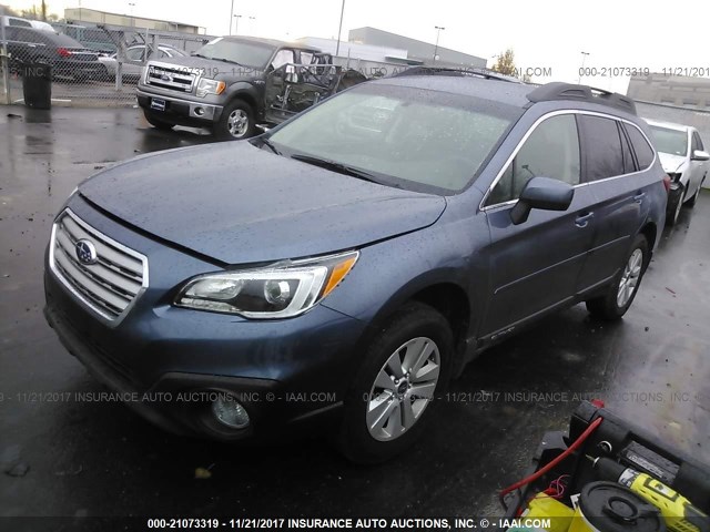 4S4BSACC0H3289272 - 2017 SUBARU OUTBACK 2.5I PREMIUM BLUE photo 2