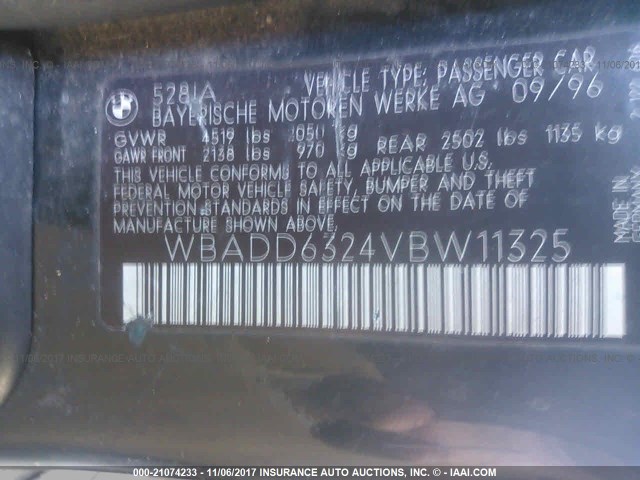 WBADD6324VBW11325 - 1997 BMW 528 I AUTOMATIC Yaşıl foto 9