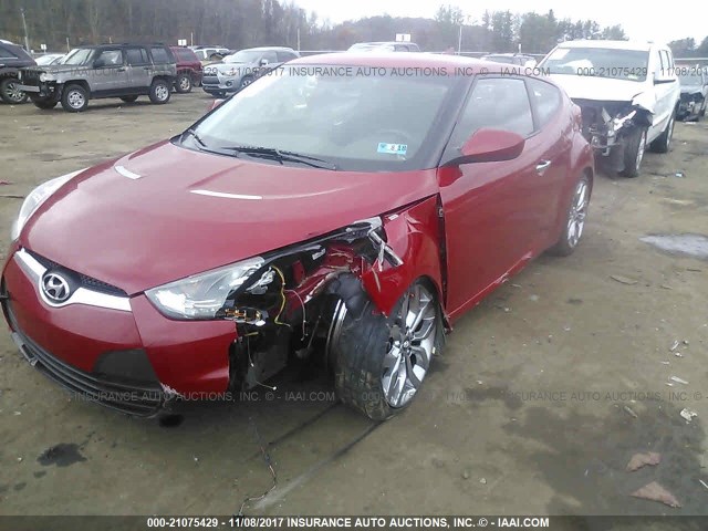 KMHTC6AD5FU219882 - 2015 HYUNDAI VELOSTER RED photo 2