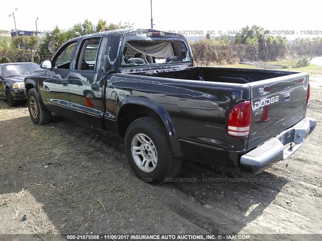 1B7HL38X62S682564 - 2002 DODGE DAKOTA QUAD SPORT/QUAD R/T BLACK photo 3