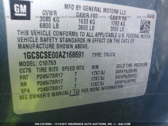 1GCSCSE00AZ168691 - 2010 CHEVROLET SILVERADO C1500 LT BLUE photo 9