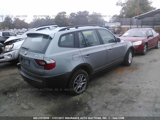 WBXPA73455WC47639 - 2005 BMW X3 2.5I GRAY photo 4