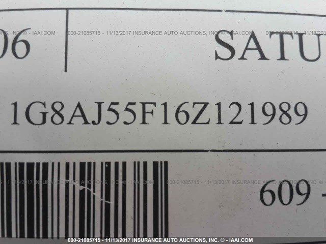 1G8AJ55F16Z121989 - 2006 SATURN ION LEVEL 2 BLUE photo 9