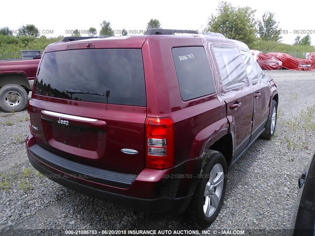 1C4NJRFB2GD523412 - 2016 JEEP PATRIOT LATITUDE RED photo 4