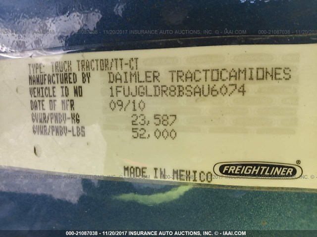 1FUJGLDR8BSAU6074 - 2011 FREIGHTLINER CASCADIA 125  BLUE photo 10