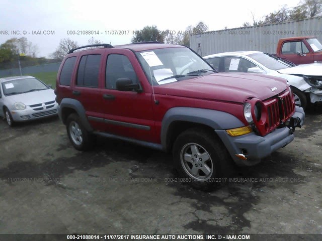 1J4GL48K05W528736 - 2005 JEEP LIBERTY SPORT RED photo 1