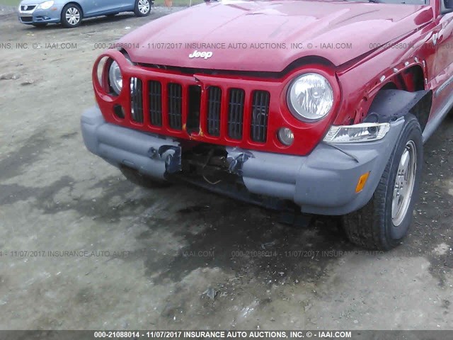 1J4GL48K05W528736 - 2005 JEEP LIBERTY SPORT RED photo 6