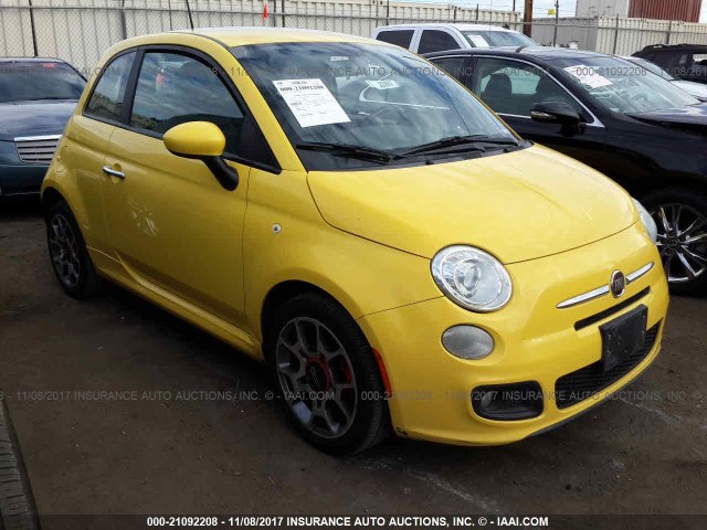 3C3CFFBR7CT200976 - 2012 FIAT 500 SPORT YELLOW photo 1