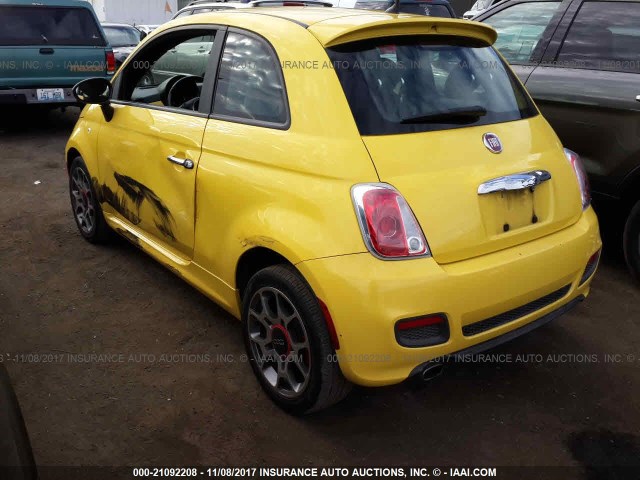 3C3CFFBR7CT200976 - 2012 FIAT 500 SPORT YELLOW photo 3