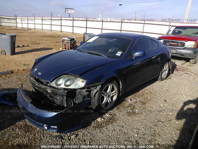 KMHHN65F23U049715 - 2003 HYUNDAI TIBURON GT BLUE photo 2