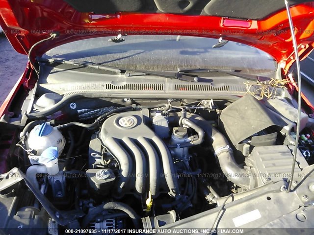 3VW2K7AJ2FM414970 - 2015 VOLKSWAGEN JETTA S 红色 照片 10