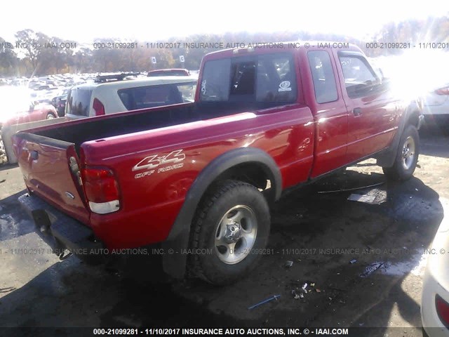 1FTZR15X9YPB56761 - 2000 FORD RANGER SUPER CAB RED photo 4