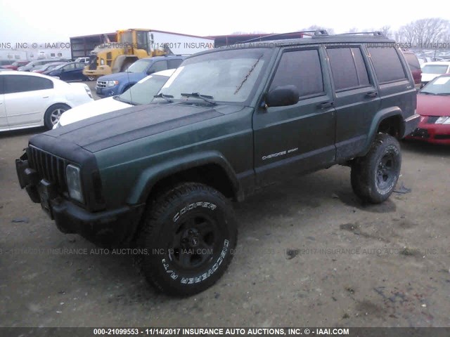 1J4FF48S2YL200503 - 2000 JEEP CHEROKEE SPORT GREEN photo 2