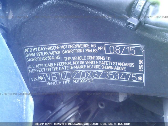 WB10D210XGZ353475 - 2016 BMW S 1000 RR PURPLE photo 10