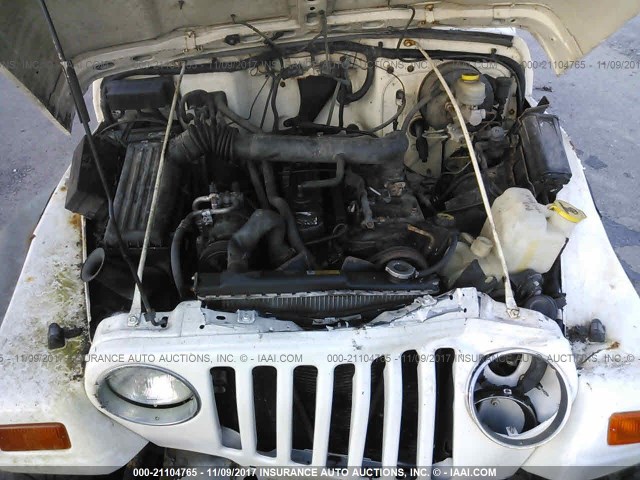 1J4FY19S9WP730044 - 1998 JEEP WRANGLER / TJ SPORT WHITE photo 10