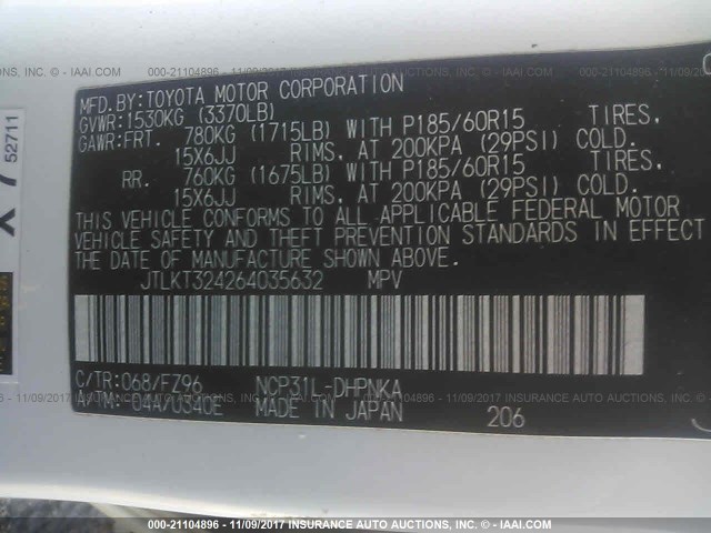 JTLKT324264035632 - 2006 TOYOTA SCION XB თეთრი ფოტო 9