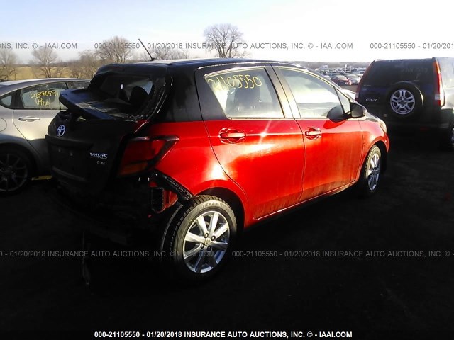 VNKKTUD30GA059900 - 2016 TOYOTA YARIS L/LE/SE RED photo 4