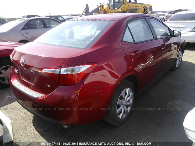 5YFBURHE1EP156157 - 2014 TOYOTA COROLLA L/LE/LE PLS/PRM/S/S PLS RED photo 4