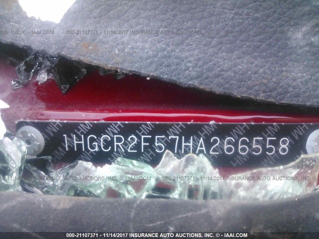 1HGCR2F57HA266558 - 2017 HONDA ACCORD SPORT წითელი ფოტო 9