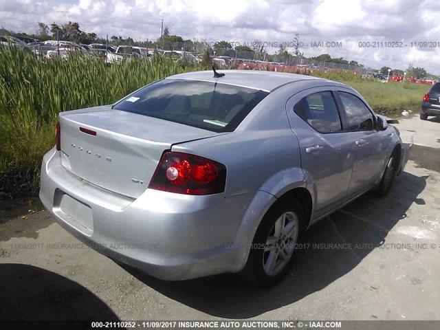 1C3CDZCB1CN195332 - 2012 DODGE AVENGER SXT SILVER photo 4