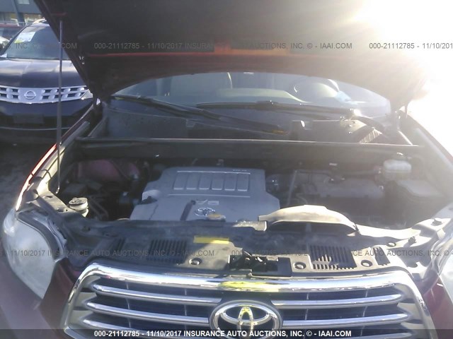 JTEES42A282048611 - 2008 TOYOTA HIGHLANDER LIMITED RED photo 10