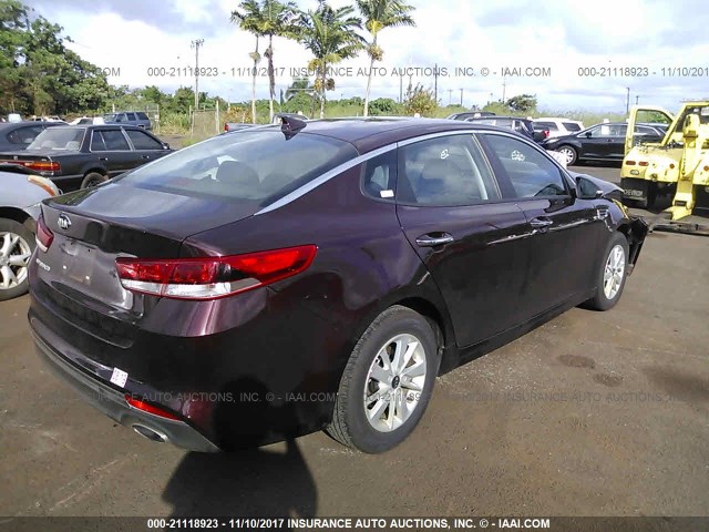 5XXGT4L32JG185624 - 2018 KIA OPTIMA LX/S PURPLE photo 4