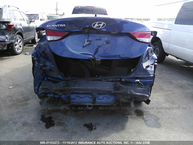 5NPDH4AE6FH614395 - 2015 HYUNDAI ELANTRA SE/SPORT/LIMITED BLUE photo 6