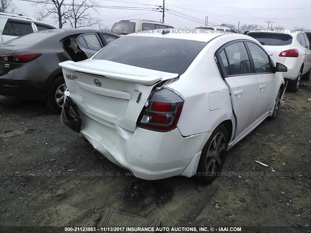 3N1AB6AP1CL783790 - 2012 NISSAN SENTRA 2.0/2.0S/SR/2.0SL WHITE photo 4