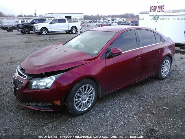 1G1PJ5S96B7277386 - 2011 CHEVROLET CRUZE ECO RED photo 2