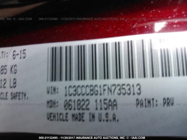 1C3CCCBG1FN735313 - 2015 CHRYSLER 200 S 栗色 照片 9