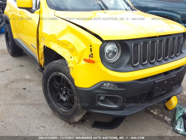 ZACCJABTXFPB82364 - 2015 JEEP RENEGADE LATITUDE YELLOW photo 6