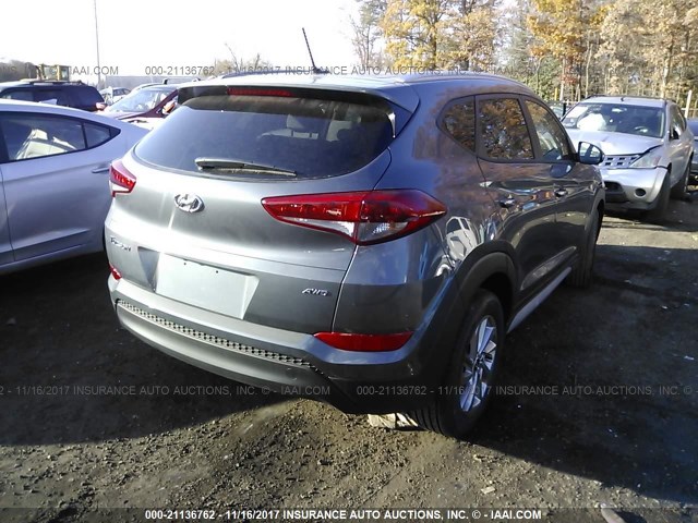 KM8J3CA41HU492617 - 2017 HYUNDAI TUCSON LIMITED/SPORT AND ECO/SE GRAY photo 4