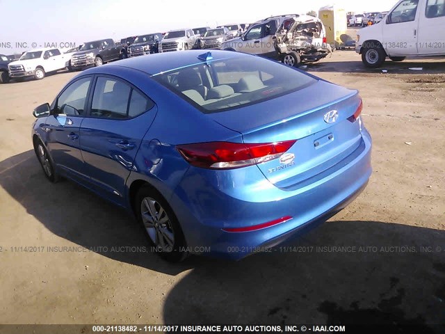 KMHD84LF0JU469869 - 2018 HYUNDAI ELANTRA SEL/VALUE/LIMITED BLUE photo 3