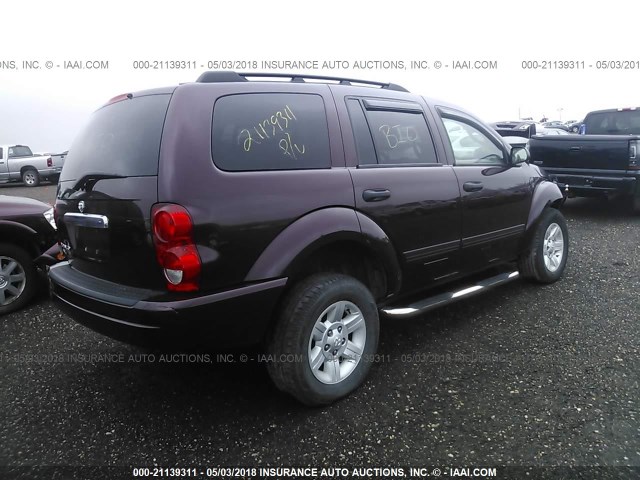 1D4HD48N45F540487 - 2005 DODGE DURANGO SLT BURGUNDY photo 4