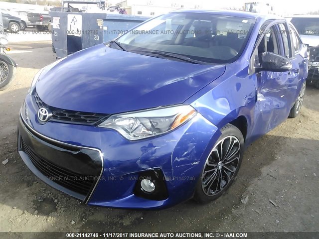 5YFBURHE0FP333475 - 2015 TOYOTA COROLLA L/LE/LE PLS/PRM/S/S PLS BLUE photo 2