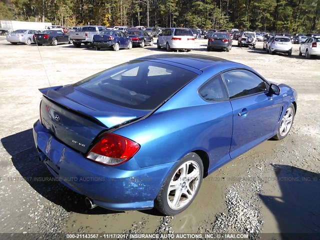 KMHHN65F45U181264 - 2005 HYUNDAI TIBURON GT BLUE photo 4