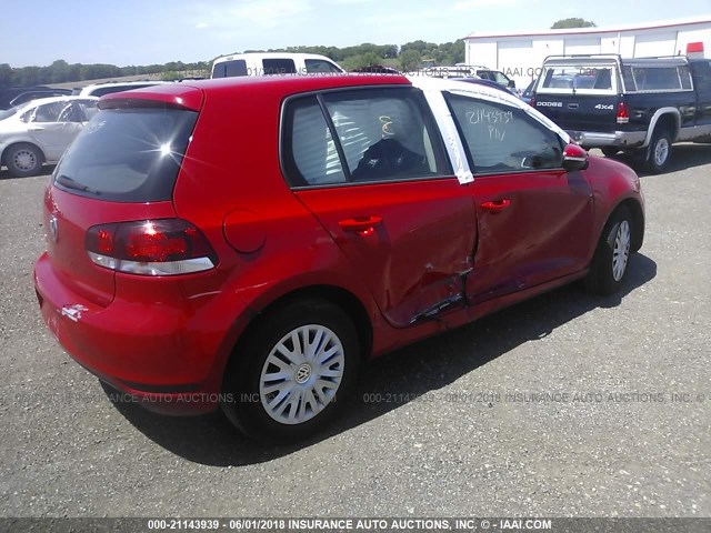 WVWDB7AJ1DW126785 - 2013 VOLKSWAGEN GOLF RED photo 4