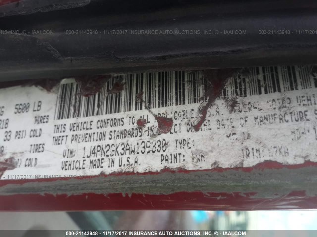 1J4PN2GK3AW136330 - 2010 JEEP LIBERTY SPORT 红色 照片 9