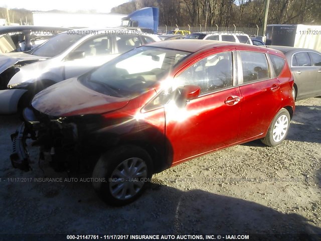 3N1CE2CP6FL353070 - 2015 NISSAN VERSA NOTE S/S PLUS/SV/SL/SR RED photo 2