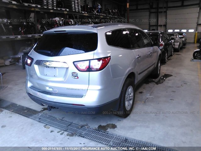 1GNKRFED1EJ240955 - 2014 CHEVROLET TRAVERSE LS SILVER photo 4