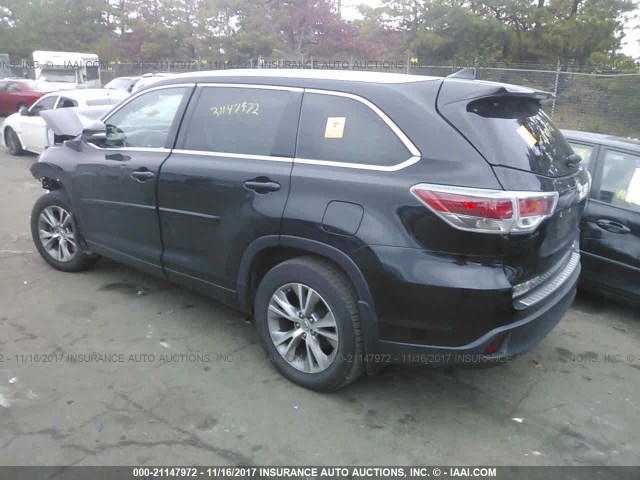 5TDJKRFH6FS222712 - 2015 TOYOTA HIGHLANDER XLE BLACK photo 3