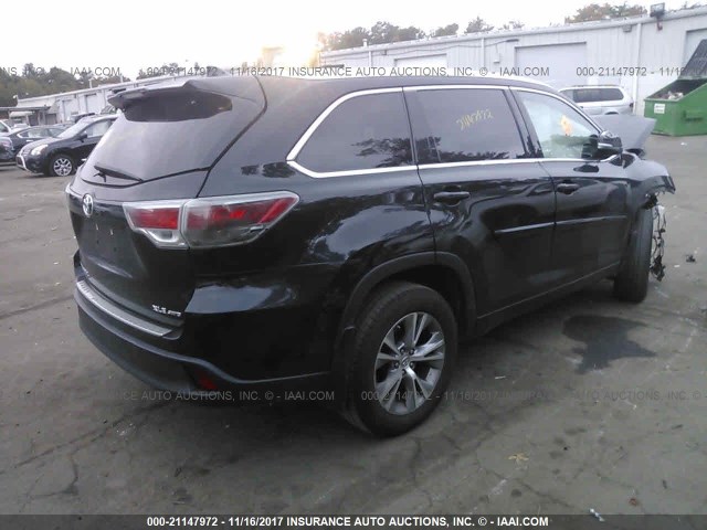 5TDJKRFH6FS222712 - 2015 TOYOTA HIGHLANDER XLE შავი ფოტო 4