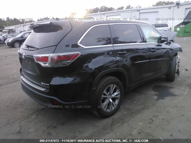 5TDJKRFH6FS222712 - 2015 TOYOTA HIGHLANDER XLE BLACK photo 4