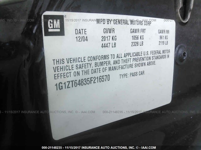 1G1ZT64835F216570 - 2005 CHEVROLET MALIBU MAXX LS 深蓝色 照片 9