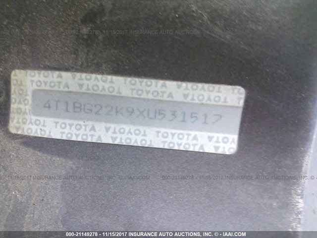4T1BG22K9XU531517 - 1999 TOYOTA CAMRY CE/LE/XLE 金色 照片 9