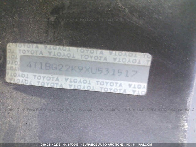 4T1BG22K9XU531517 - 1999 TOYOTA CAMRY CE/LE/XLE GOLD photo 9