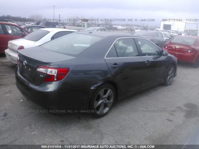 4T1BK1FK0CU015205 - 2012 TOYOTA CAMRY SE/XLE GRAY photo 4