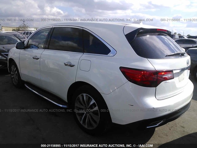5FRYD3H47GB019641 - 2016 ACURA MDX TECHNOLOGY WHITE photo 3
