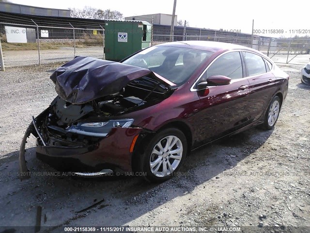 1C3CCCAB4GN145579 - 2016 CHRYSLER 200 LIMITED RED photo 2